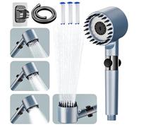 ButterFox High Pressure Shower Heads, Hard Water Filter Shower Head with 1.5M Shower Hose and Shower Stand, 4 Mode Handheld Pressurized Shower Head with Pause Switch, Massage Water Saving Large Shower