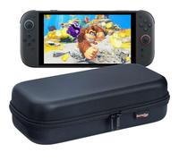 ButterFox Switch 2 Carrying Case for Nintendo Switch 2 2025, Fits Official AC Adapter Charger/Thin Protective Grip Case, 24 Game Holders and Built-in Stand, Extra Large Accessories Compartment - Black