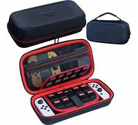 ButterFox Switch Carrying Case for Nintendo Switch OLED, Fits Charger, Joy Con Grip, 18 Games and Protective Case (Red/Black)