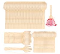 butterfunny 200 Pack 4" Mini Wooden Spork Disposable Spork Biodegradable Birchwood Fork Spoon for Camping, Party, Wedding and Family Gatherings