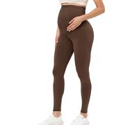 Buttergene Women's Maternity Leggings Over The Belly Maternity Workout Pants Pregnancy Yoga Leggings, Coffee, XL
