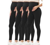 Buttergene Women's Maternity Leggings Over The Belly Pregnancy Active Wear Workout Yoga Tights Pants, 4pack Black*4, Large