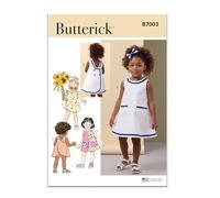 BUTTERICK Paper Pattern B7003A Toddlers' Dresses and Panties A (1/2-1-2-3-4)