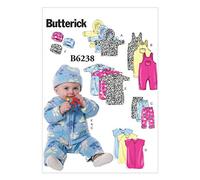 Butterick Patterns 6238, Infants Jacket,Overalls,Pants,Bunting and Hat, NB-S-M-L-XL, Fleece, Multicolour, YA5 in One Envelope