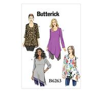 Butterick Patterns 6263, Women's Tunic,Sizes, georgette, Multi-Colour, RR (18W-20W-22W-24W)