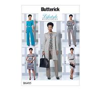 Butterick Patterns 6495 ZZ Misses Top/Dress/Jumpsuit/Jacket and Pants Sewing Pattern, Multi-Colour, Sizes Large - 2X-Large