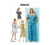 Butterick Patterns 6566 Y Sizes X-Small-Medium Misses' Petite Dress/Romper/Jumpsuit and Sash, Tissue, Multi-Colour, 17 x 0.5 x 22 cm