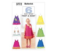 Butterick Patterns B3772 Size 4-5-6 Toddlers/Childrens Dress, Pack of 1, White