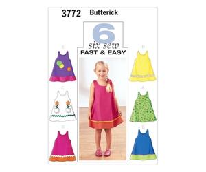 Butterick Patterns B3772 Size 4-5-6 Toddlers/Childrens Dress, Pack of 1, White