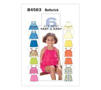 Butterick Patterns B4503 Size CL 6-7-8 Childrens/Girls Top/Skirt/Shorts, Pack of 1, White