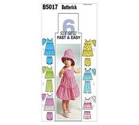 Butterick Patterns B5017 Infants Top/Dress/Panties/Shorts/Pants and Hat, Pack of 1, White