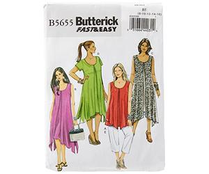 Butterick Patterns B5655 Size B5 8-10-12-14-16 Misses'/ Women's Top, Dress and Pants, Pack of 1, White