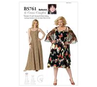 BUTTERICK PATTERNS B5761 Misse/Women's Wrap and Dress Size Miss (XSM-SML-MED-LRG-XL)