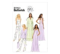 Butterick Patterns B5963 A5 Misses Robe/ Top/ Gown/ Pants and Bag, White,A5 (6-8-10-12-14)