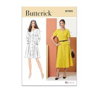 BUTTERICK Sewing Pattern B7005D5 Misses' and Miss Petite Button Front Dress with Sleeve Variations D5 (4-6-8-10-12)