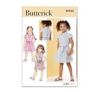 BUTTERICK Sewing Pattern B7033A Children's Dress with Sleeve Variations and Tie Belt A (3-4-5-6-7-8)