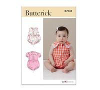 Butterick Sewing Pattern B7048A Babies' Rompers A (XS-S-M-L)