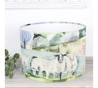 Buttermere Sage Sheep Voyage Maison Lampshade (White Lining, 35cm Diameter Table/Standard Lamp)