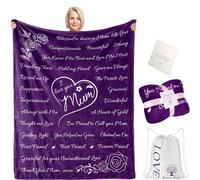 ButterTree Birthday Gifts for Mum from Daughter-Soft Blanket with Meaningful Words, Birthday Gift for Women, Cozy Fleece Throw for Mum’s Birthday (Purple)