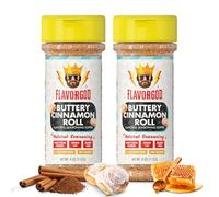 Buttery Cinnamon Roll Seasoning Topper Mix, 2 Bottles by Flavor God - Premium All Natural & Healthy Topper Blend for Donuts, Bread, Oatmeal, Pancakes, Breakfast Sandwiches