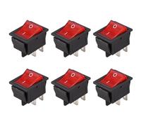 Buttfast 6X Red Light Illuminated 4 Pin DPST ON/Off Snap in Rocker Switch 16A 20A 250V AC