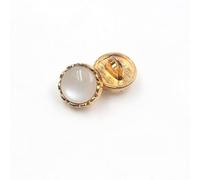 Button, 10 Pcs/Lot 10mm Pearl Metal Buttons for Blouse Sweater Coat Decoration Buttons Accessories DIY(Wit)