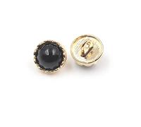 Button, 10 Pcs/Lot 10mm Pearl Metal Buttons for Blouse Sweater Coat Decoration Buttons Accessories DIY(Black)