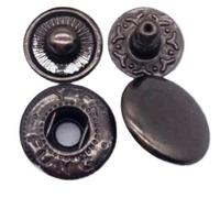 Button 10mm 12.5mm 15mm Metal Press Studs Sewing Button Snap Fasteners Leather Craft Clothes Bags Garment(Black Nickel,12mm 100set)