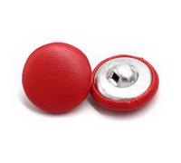 Button 10Pcs 11/15/20/25/30mm Leather Covered Buttons with Shank for Clothes Coat Windbreaker Sofa Soft Button Colorful DIY Decorations(Red,20mm 10pcs)