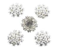 Button 10Pcs 25mm Pink/White Alloy Rhinestones Diamond Buttons DIY Decoration Flat Back Handdade Sewing Garment Accessory(White)