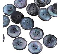 Button 10pcs Set Vibrant Floral Resin Buttons, 11.5/15/20mm 2-Hole Pearlescent Round for Shirt Sweater Dress Decor (Green/Pink)(Black,11.5mm-0.45in-10pcs)