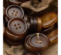 Button, 12pcs Genuine Horn Button Set for Suit Jacket Coat Light Brown Black Dark Brown Buttons 15-30mm Sewing Accessories (Color : Light Brown, Size : 25mm (12pcs)) (Color : Light Brown, Size : 25m