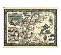 Button 1929 Pictorial Map Maine Coast History Large Print Poster Wall Art Decor Picture