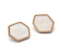 Button 30mm Leopard Hexagonal Metal Women Coat Buttons for Clothing Vintage Handmade Decorative DIY Crafts Accessories(White,18mm 6pcs)