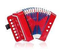 Button Accordion,Horse 10 Keys Control Accordion Musical Instruments for Beginners Lightweight and Environmentally-friendly(Red)