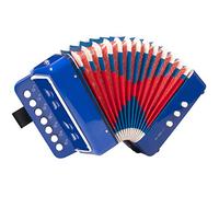 Button Accordion,Horse 10 Keys Control Accordion Musical Instruments for Beginners Lightweight and Environmentally-friendly (Blue)