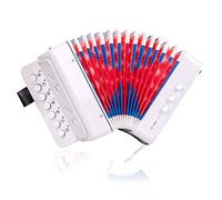 Button Accordion,Horse 10 Keys Control Accordion Musical Instruments for Beginners Lightweight and Environmentally-friendly (White)