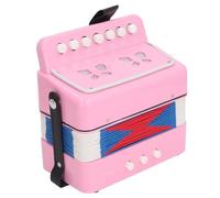 Button Accordion Kids 7 Keys Control Beginner Instrument for Children Stage Practice, Lightweight and Compact, with Belt Buckle Learning Guide, ABS Material, White (Pink)