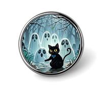 Button Badge 1 Inch Metal Craft Round Button Pins Black Cat Ghosts and Zombies Buttons Badge Motivational Broochs Pins Badges for Clothing Hat Decoration Costume Backpacks Accessory