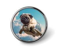 Button Badge 1 Inch Metal Craft Round Button Pins Funny Turtle Pug Dog in The Sky Buttons Badge Motivational Broochs Pins Badges for Clothing Hat Decoration Costume Backpacks Accessory
