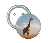 Button Badge 6 cm Metal Craft Round Button Pins African Giraffe Buttons Badge Mini Motivational Broochs Pins Badges for Clothing Hat Decoration Costume Backpacks Accessory