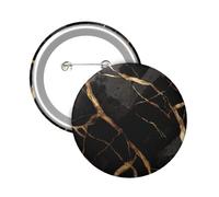 Button Badge 6 cm Metal Craft Round Button Pins Black Gold Marble Buttons Badge Mini Motivational Broochs Pins Badges for Clothing Hat Decoration Costume Backpacks Accessory