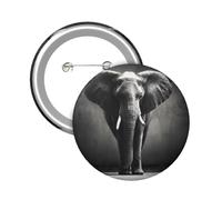 Button Badge 6 cm Metal Craft Round Button Pins Black White Elephant Buttons Badge Mini Motivational Broochs Pins Badges for Clothing Hat Decoration Costume Backpacks Accessory