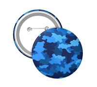 Button Badge 6 cm Metal Craft Round Button Pins Blue Camo Buttons Badge Mini Motivational Broochs Pins Badges for Clothing Hat Decoration Costume Backpacks Accessory