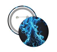Button Badge 6 cm Metal Craft Round Button Pins Blue Flame Buttons Badge Mini Motivational Broochs Pins Badges for Clothing Hat Decoration Costume Backpacks Accessory