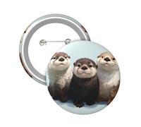 Button Badge 6 cm Metal Craft Round Button Pins Cute otters Buttons Badge Mini Motivational Broochs Pins Badges for Clothing Hat Decoration Costume Backpacks Accessory