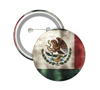Button Badge 6 cm Metal Craft Round Button Pins Flag of Mexico Buttons Badge Mini Motivational Broochs Pins Badges for Clothing Hat Decoration Costume Backpacks Accessory