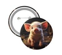 Button Badge 6 cm Metal Craft Round Button Pins Foolish Cute Pig Buttons Badge Mini Motivational Broochs Pins Badges for Clothing Hat Decoration Costume Backpacks Accessory