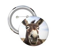Button Badge 6 cm Metal Craft Round Button Pins Funny Donkey Buttons Badge Mini Motivational Broochs Pins Badges for Clothing Hat Decoration Costume Backpacks Accessory