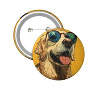 Button Badge 6 cm Metal Craft Round Button Pins Funny Golden Retriever Buttons Badge Mini Motivational Broochs Pins Badges for Clothing Hat Decoration Costume Backpacks Accessory